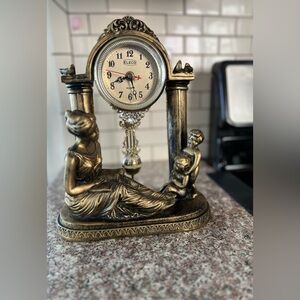 Vintage 1970s Quartz Pendulum Clock With Woman Reading Book